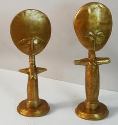 Pair Italian Gilt Cast Stone Egyptian Deities