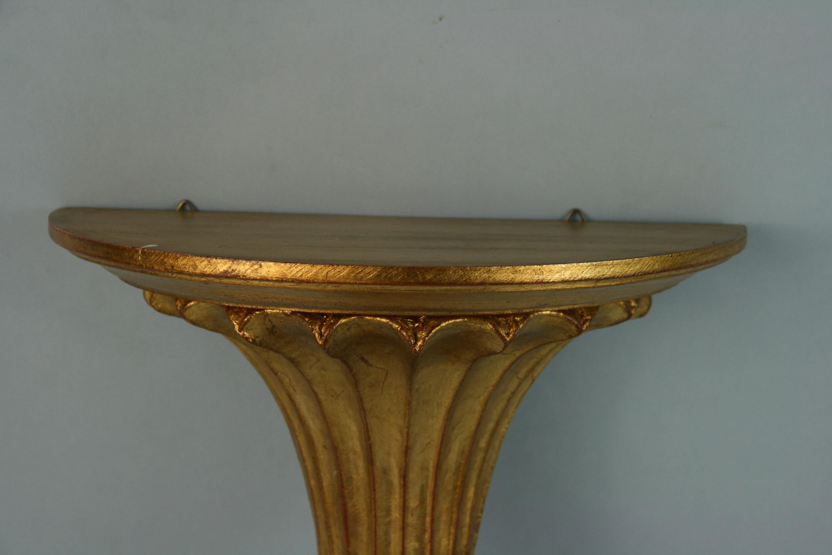 Hardwood Pair Italian Gilt Wall Brackets