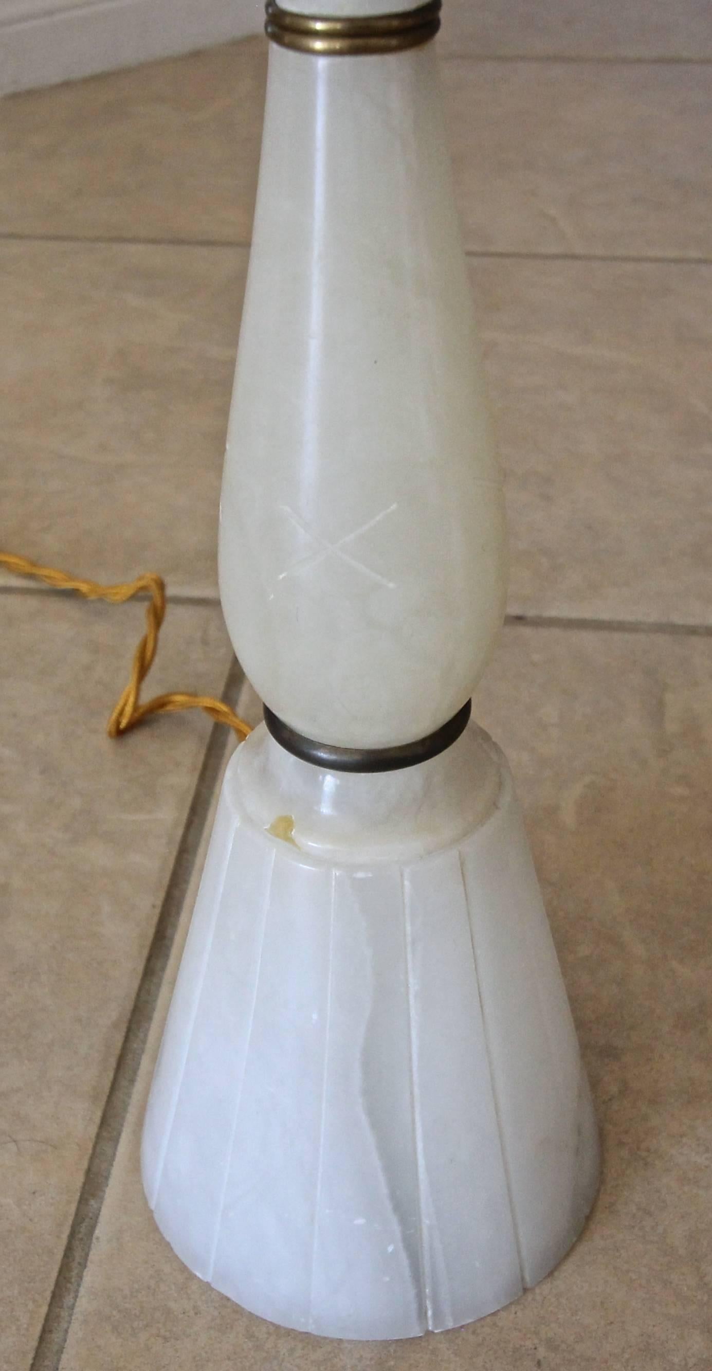 Paar italienische Alabaster-Messinglampen im Gio-Ponti-Stil im Angebot 6