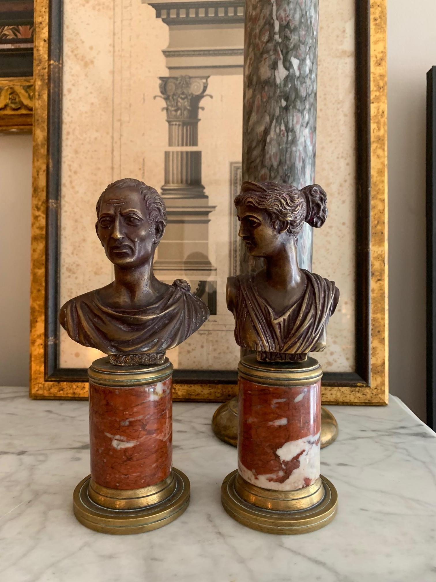 Pair Italian Grand Tour Style Bronze Bust 9