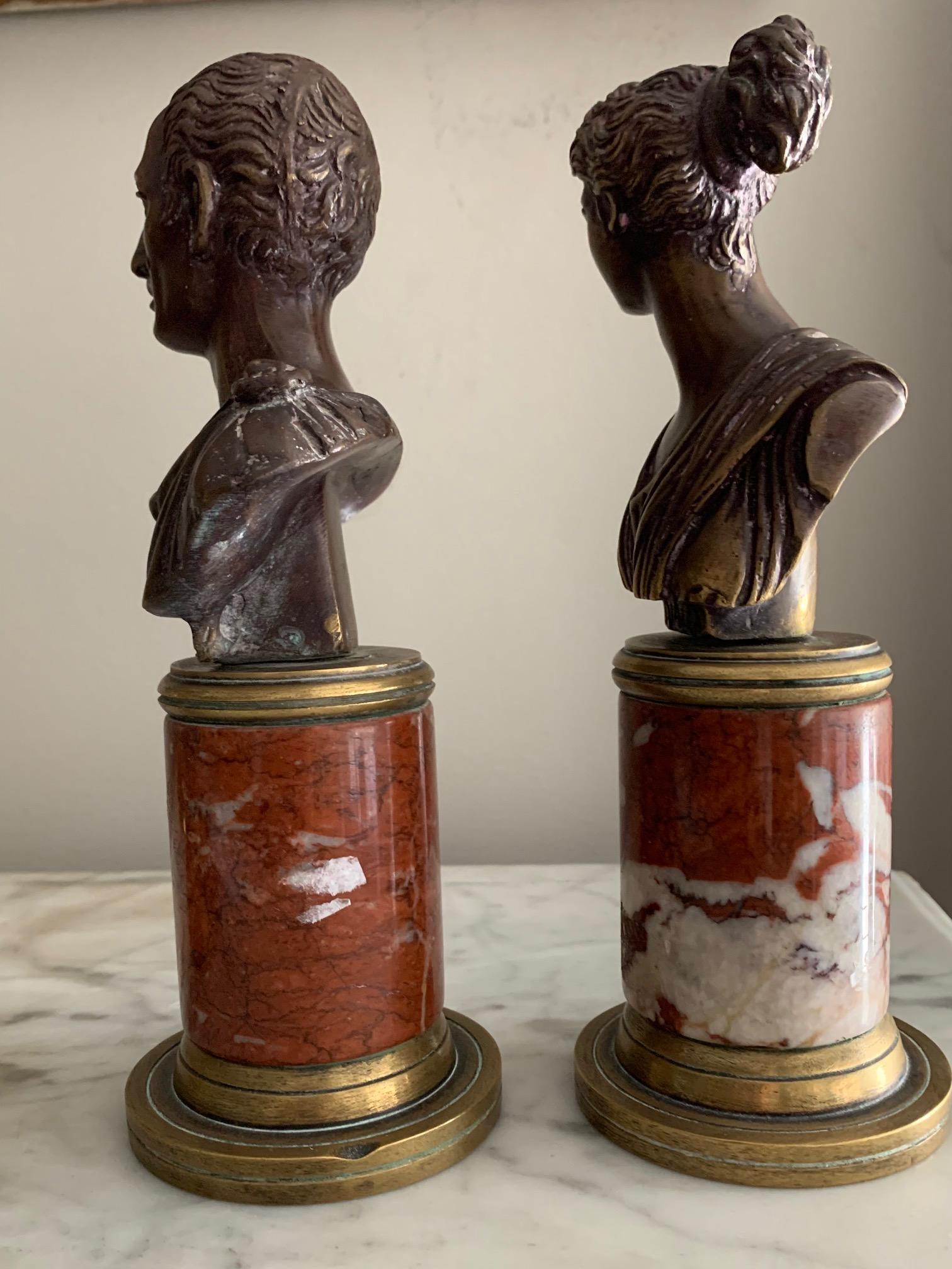 Pair Italian Grand Tour Style Bronze Bust 12
