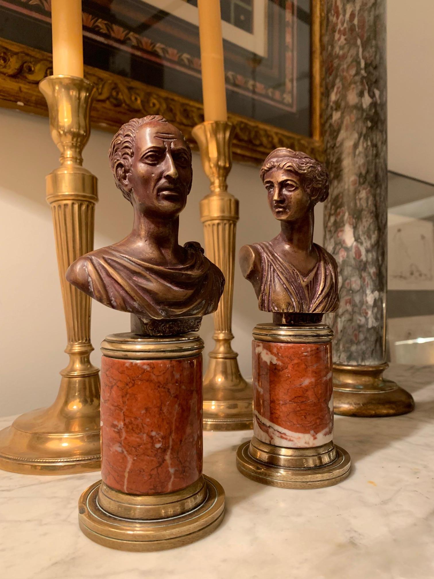 Pair Italian Grand Tour Style Bronze Bust 16