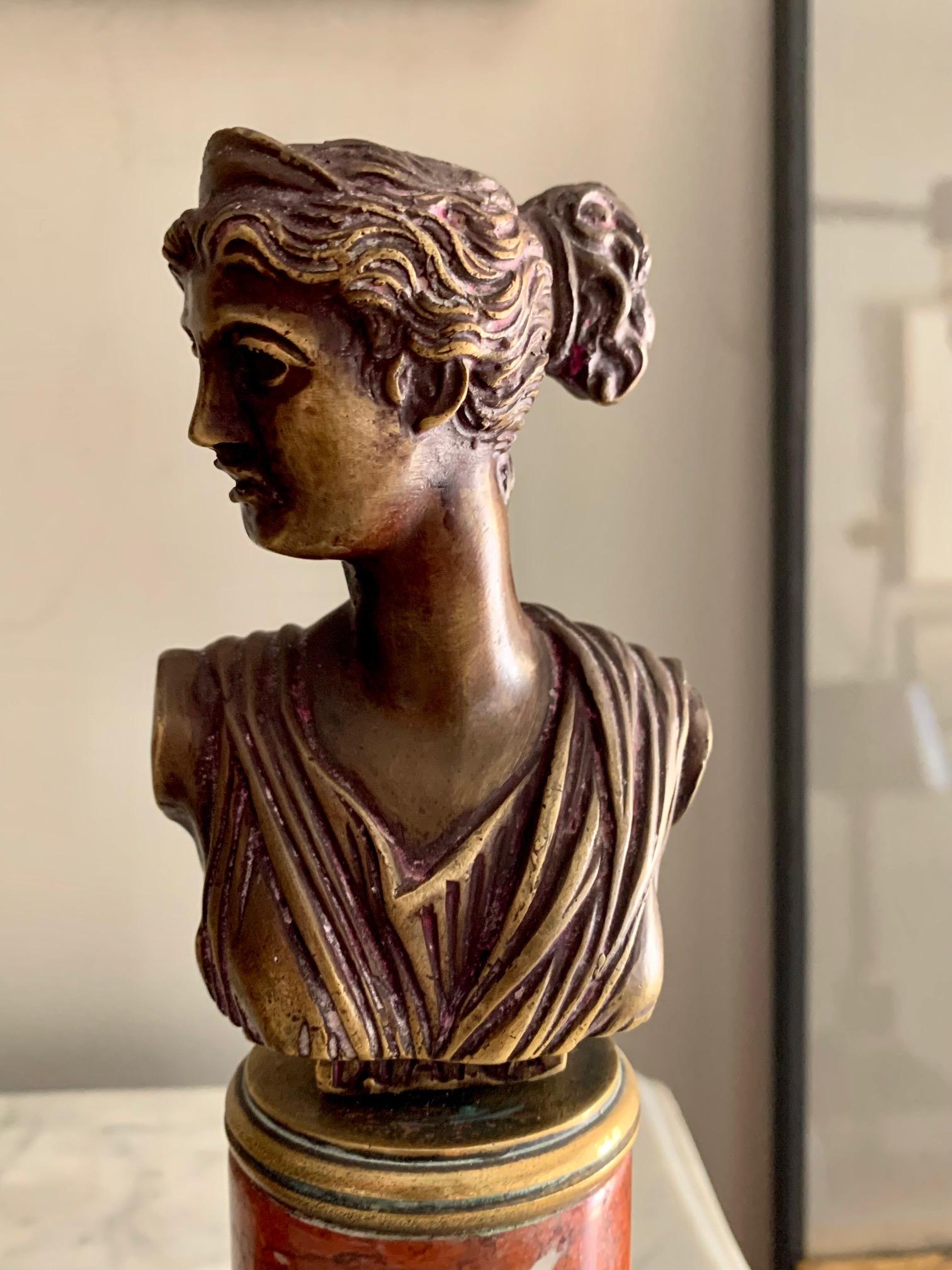 Pair Italian Grand Tour Style Bronze Bust In Good Condition In Madrid, ES