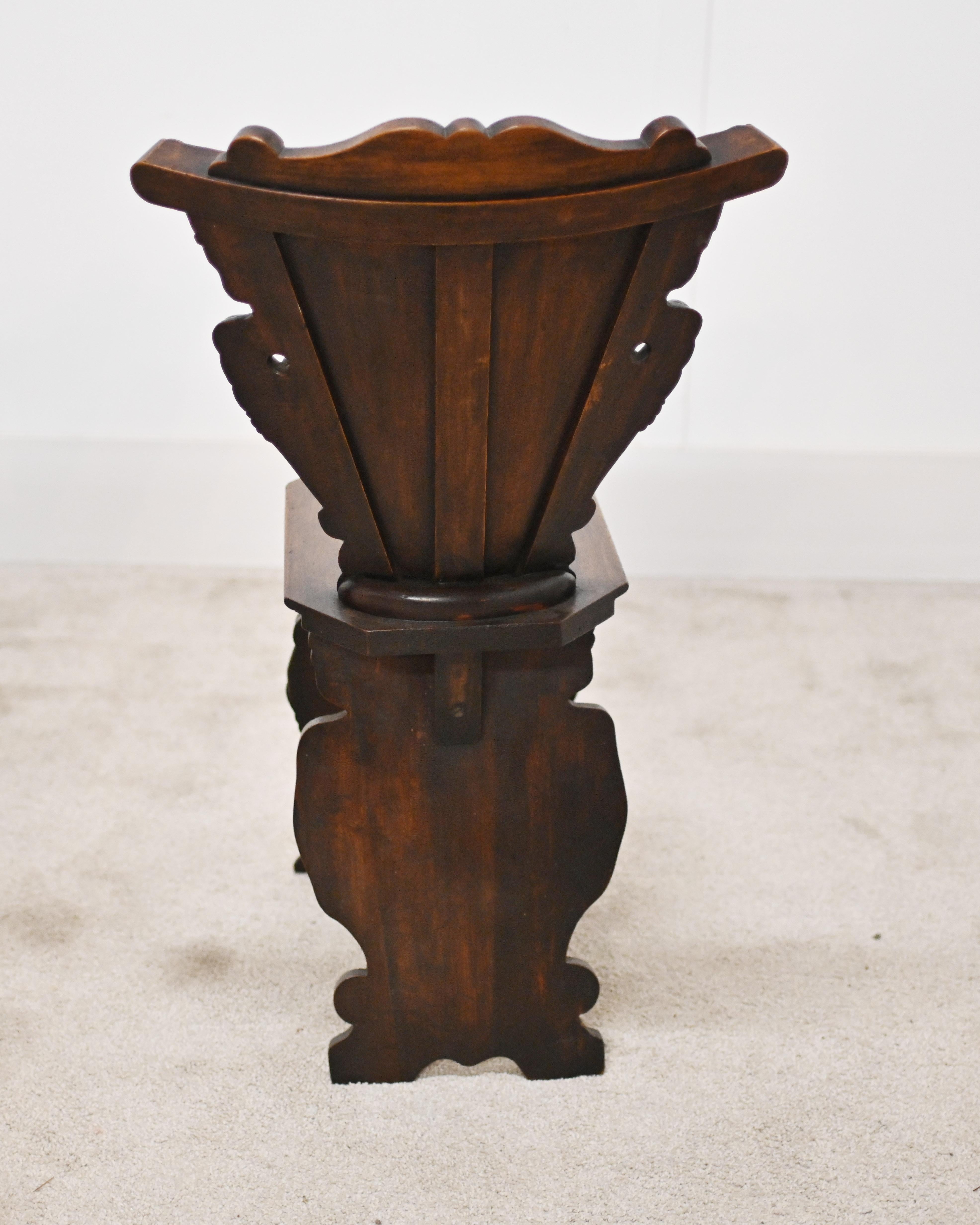 Pair Italian Hall Chairs Antique Hand Carved 1880 3