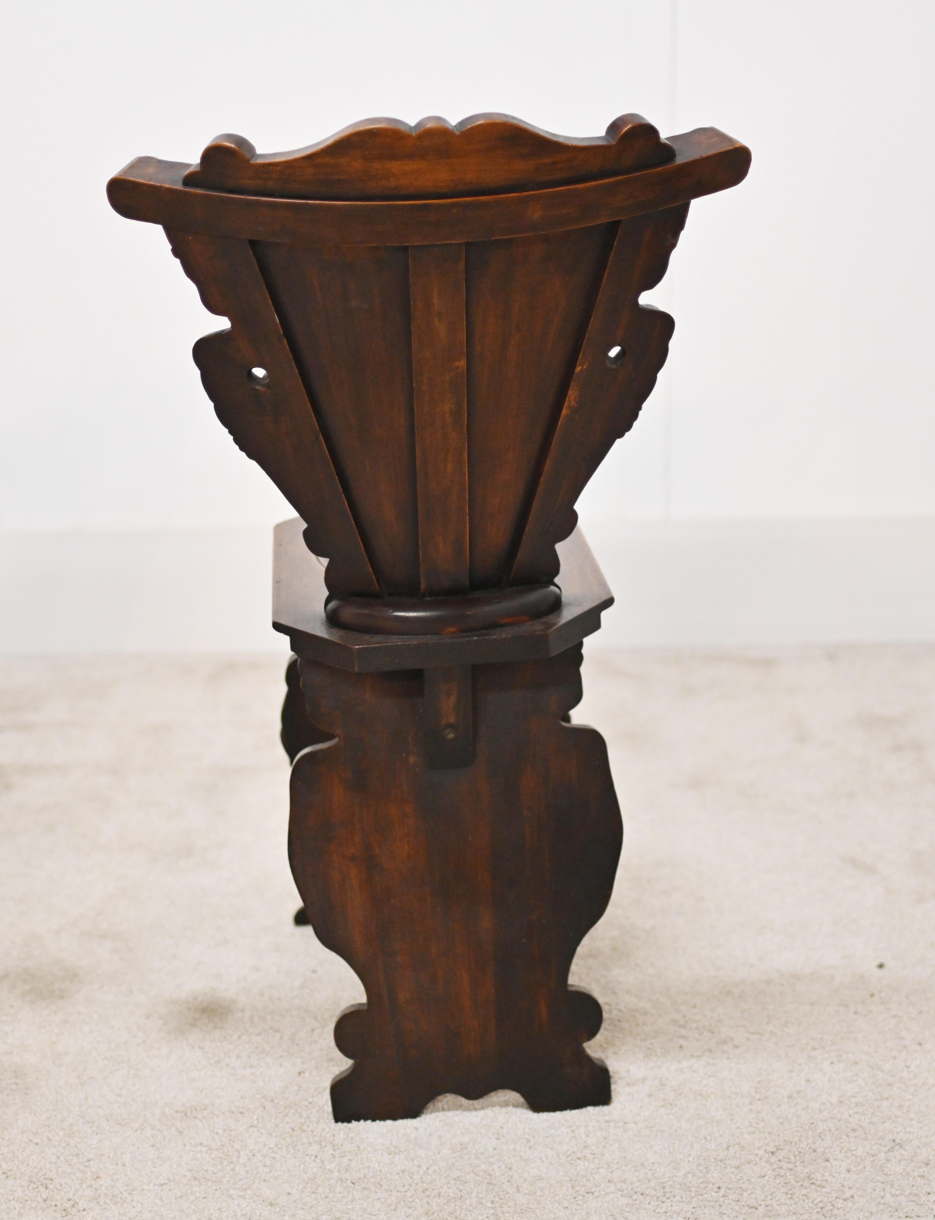 Pair Italian Hall Chairs Antique Hand Carved 1880 4