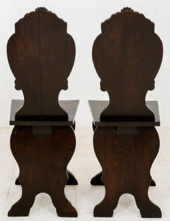 Pair Italian Hall Chairs Hand Carved Lime Wood, circa 1890