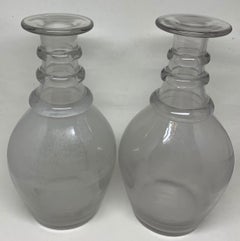 Pair Italian Hand Blown Ring Neck Bottles