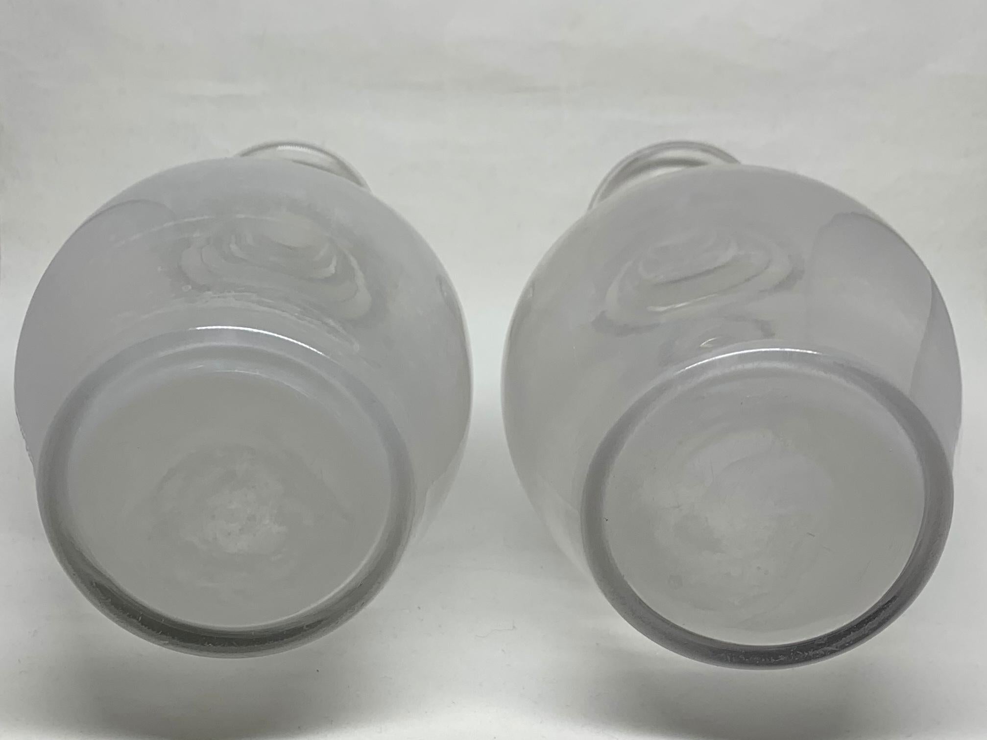 Pair Italian Hand Blown Ring Neck Bottles For Sale 1