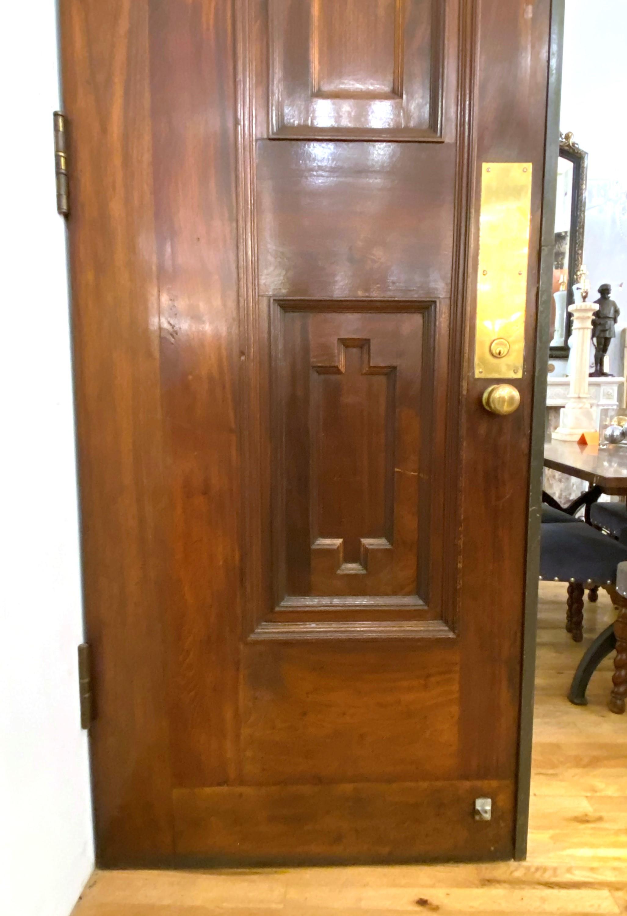 American Pair Italian Hand Carved Cartouche Solid Walnut Doors For Sale