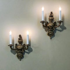 Pair of Italian Hand Carved Louis XVI Giltwood Sconces