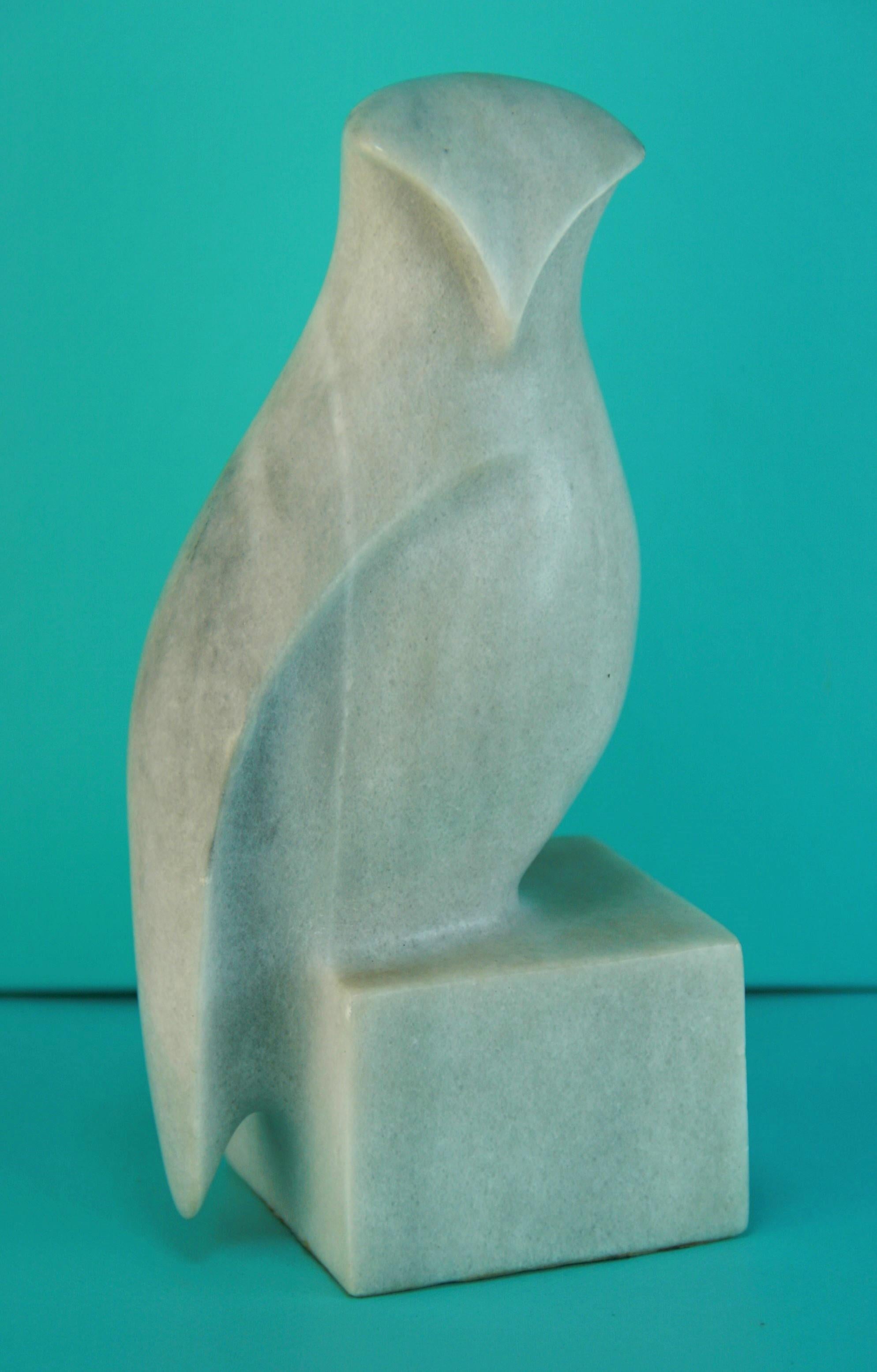 Pair Italian Hand Carved Marble Owl Bookends/Sculptures 5