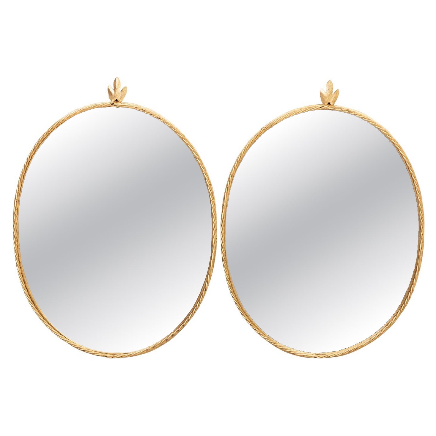 Pair Italian Iron Gilt Rope Mirrors