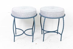 Pair Italian Iron Rope Stools
