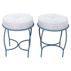 Pair Italian Iron Rope Stools
