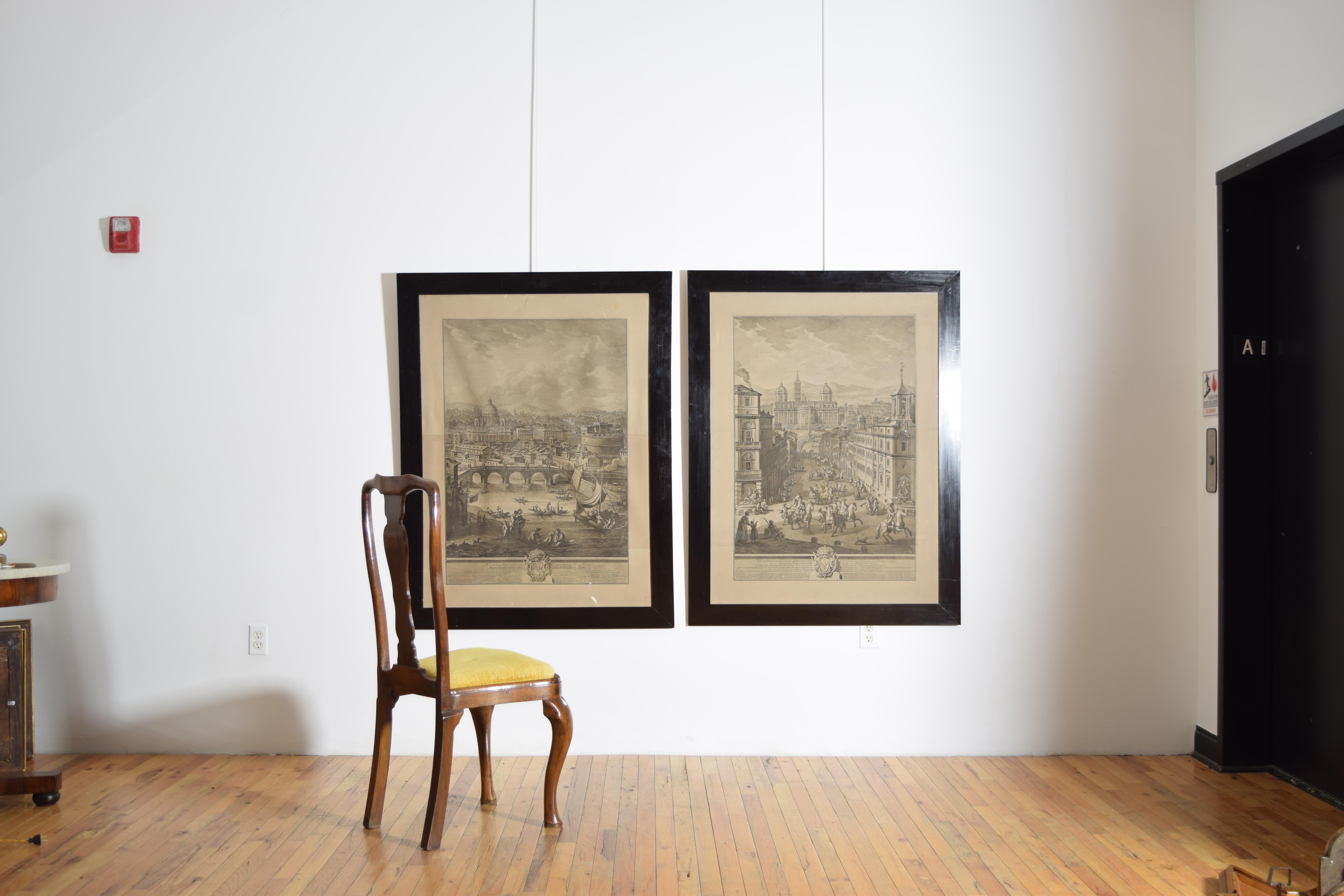 Paire de grandes gravures architecturales italiennes encadrées, vues de Rome, début du 19e siècle Bon état - En vente à Atlanta, GA