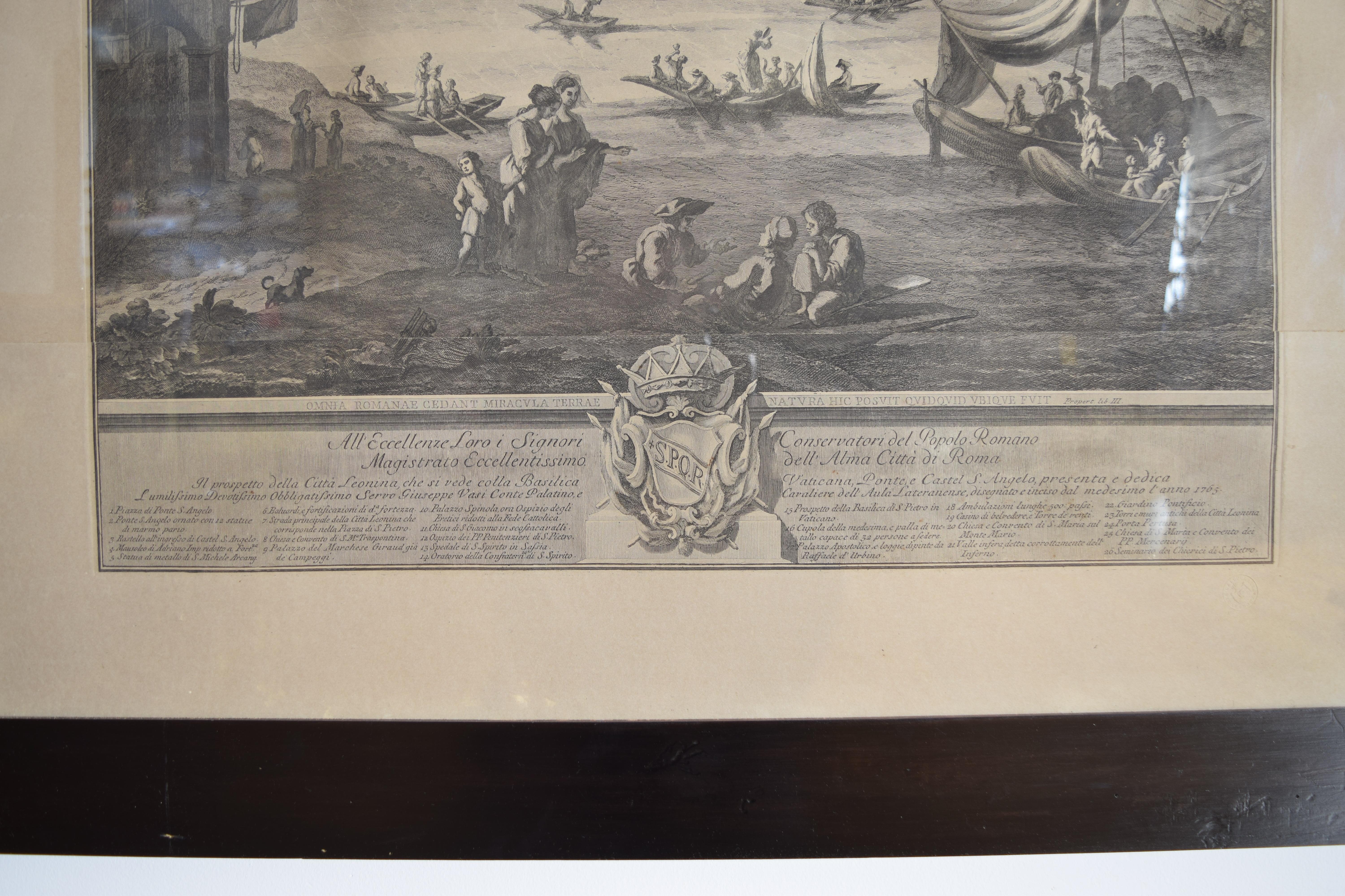 Paire de grandes gravures architecturales italiennes encadrées, vues de Rome, début du 19e siècle en vente 3