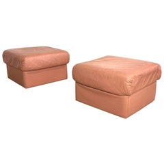 Pair Italian Leather Ottomans, 1960