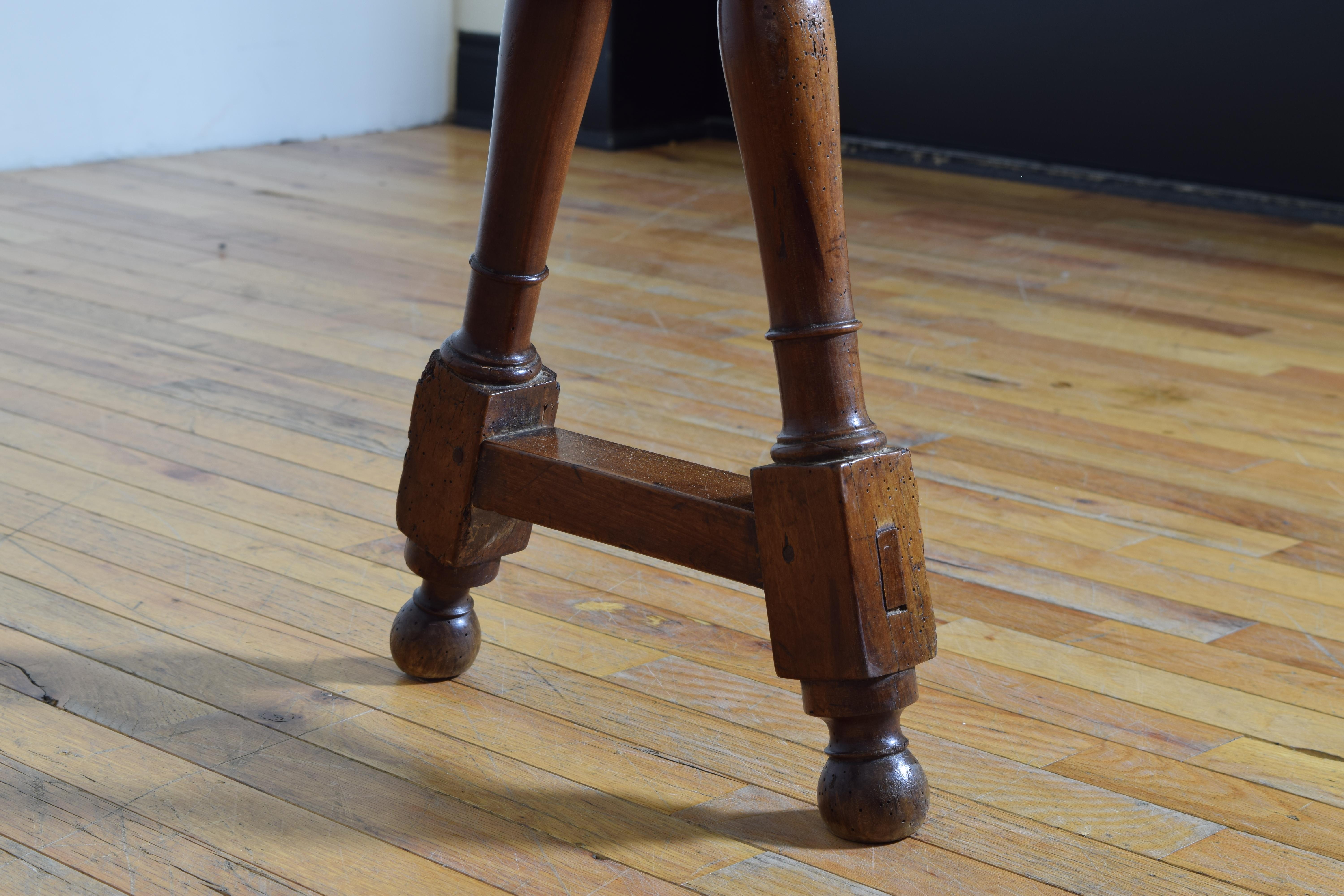 Pair Italian Louis XIII Style Fruitwood Trestle-Form Benches, mid 19th century For Sale 3