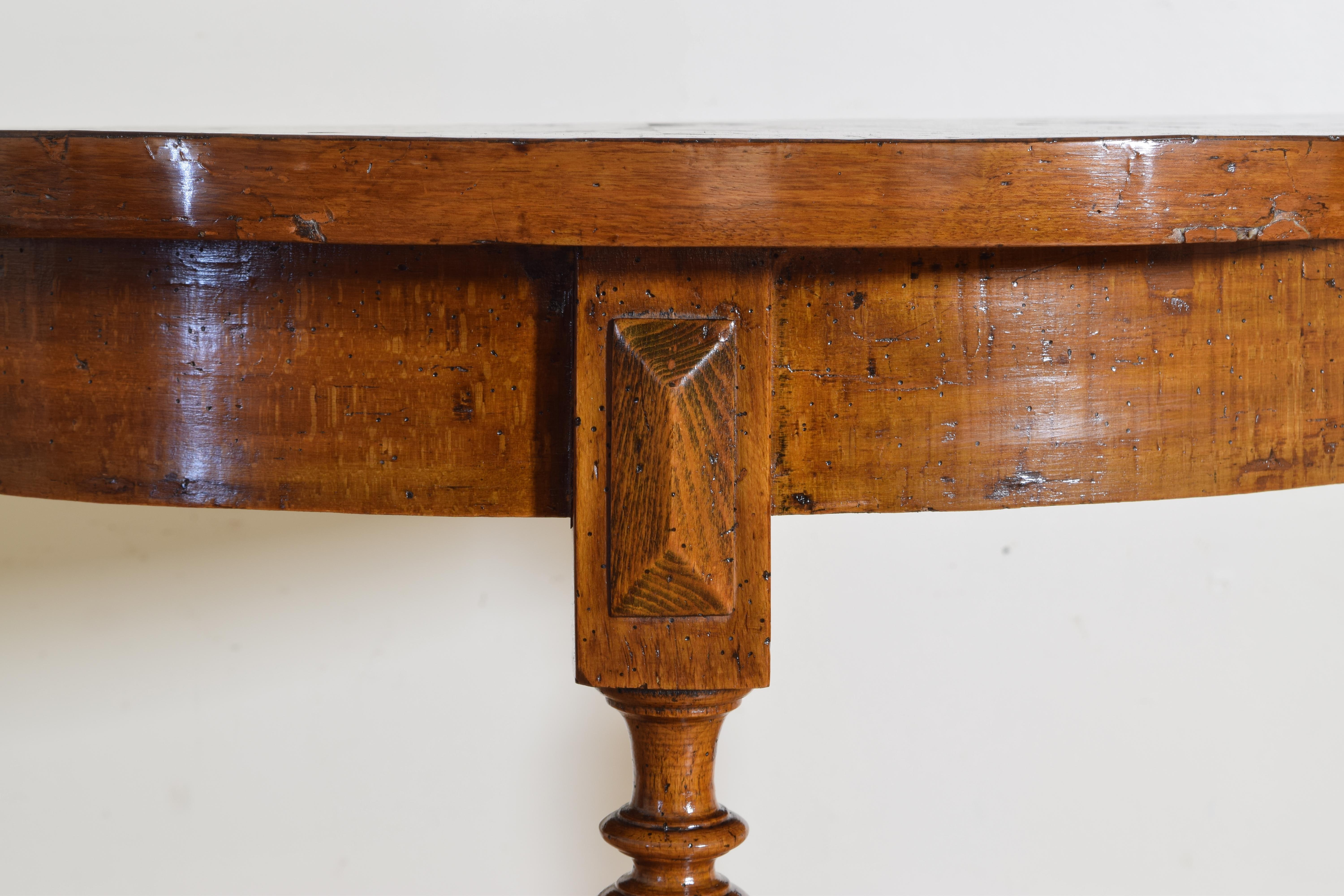 Pair Italian Louis XIV Period Olivewood & Walnut Console Tables, Early 18th Cen 1