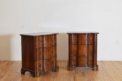 Pair Italian Louis XIV Style Walnut 3-Drawer Commodes, late 18th / 19th century