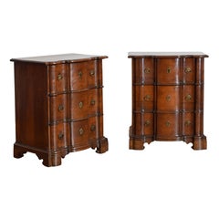Pair Italian Louis XIV Style Walnut 3-Drawer Commodes, late 18th / 19th century