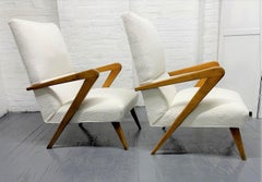 Pair Italian Lounge Chairs Style of Gio Ponti in Boucle