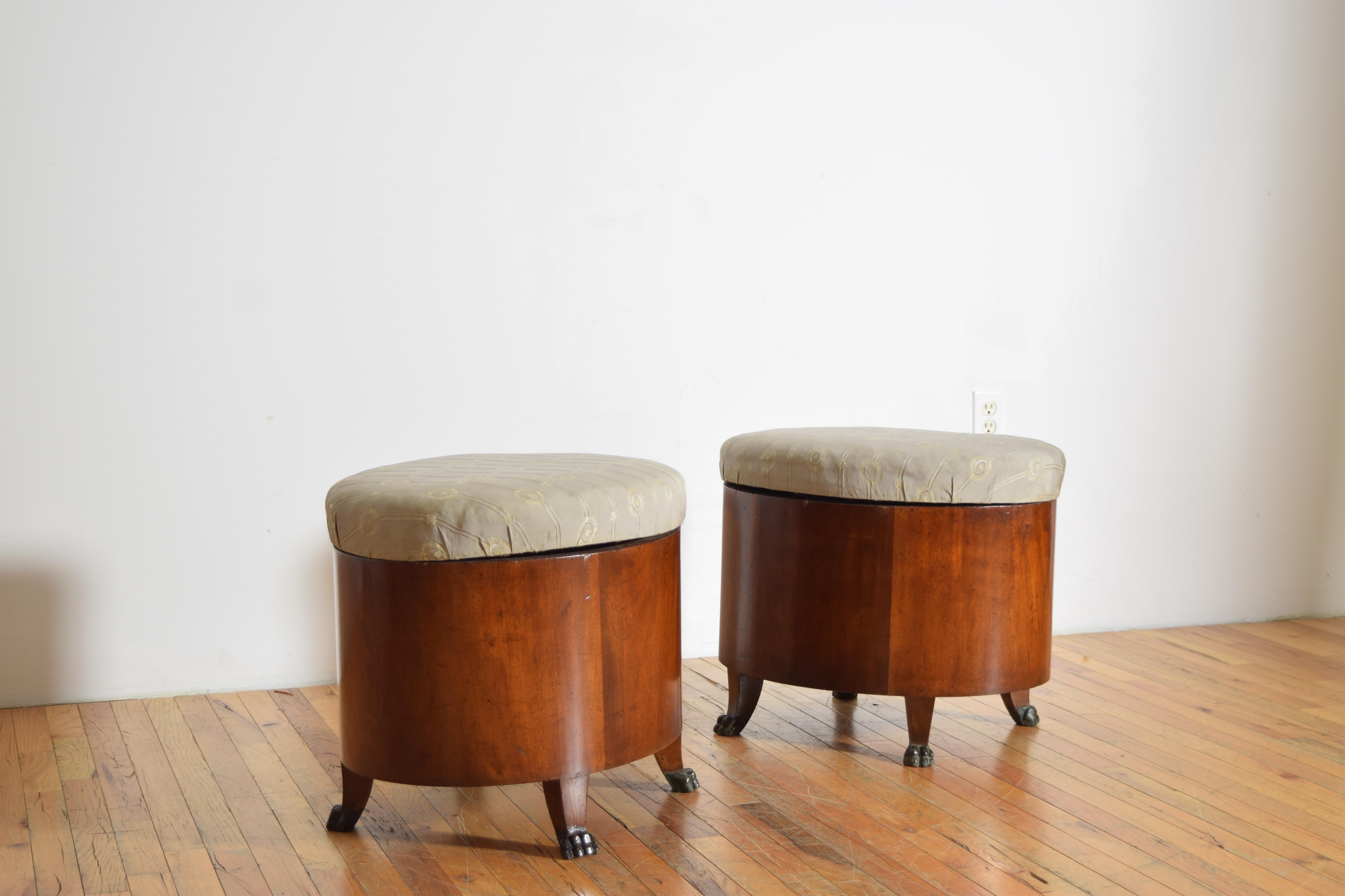 Pair Italian, Lucchese, Empire Period Walnut & Ebonized Benches, ca. 1800 For Sale 1