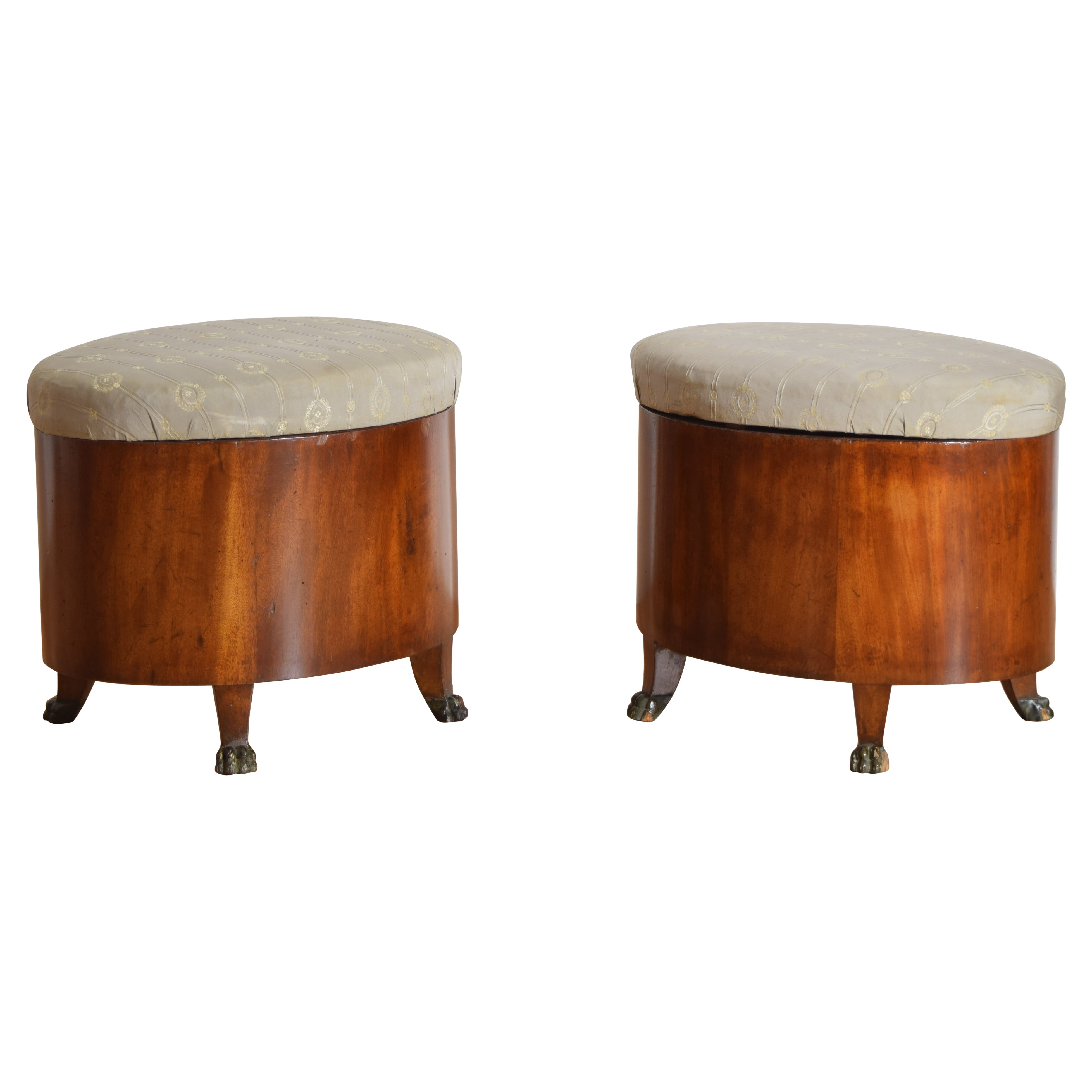 Pair Italian, Lucchese, Empire Period Walnut & Ebonized Benches, ca. 1800 For Sale