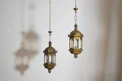 Pair Italian LXIV Period Hexagonal Brass Lanterns, 1st half 18th century