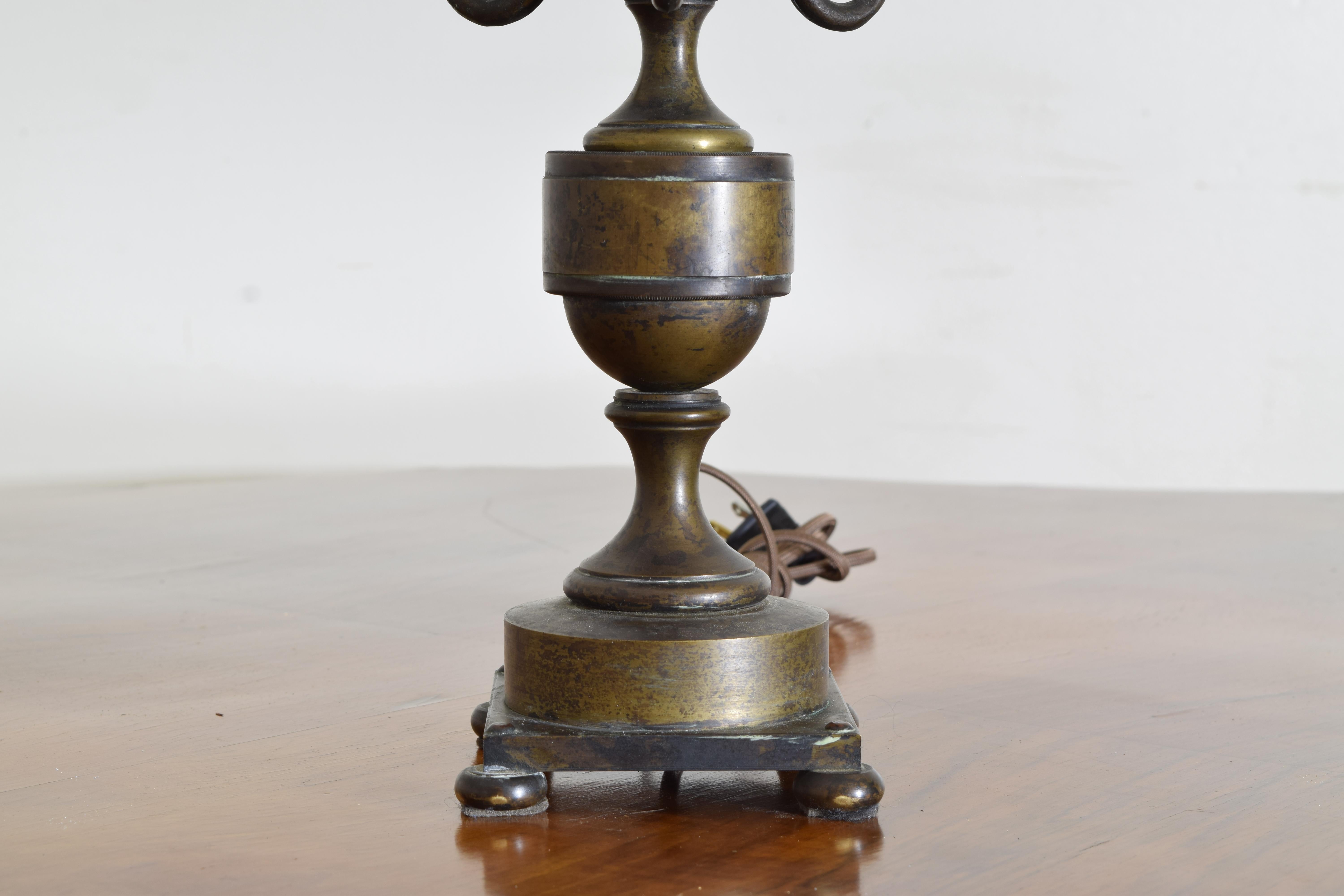 Pair Italian LXIV Style Bronze Candelabrum as Table Lamps, 19th century 4