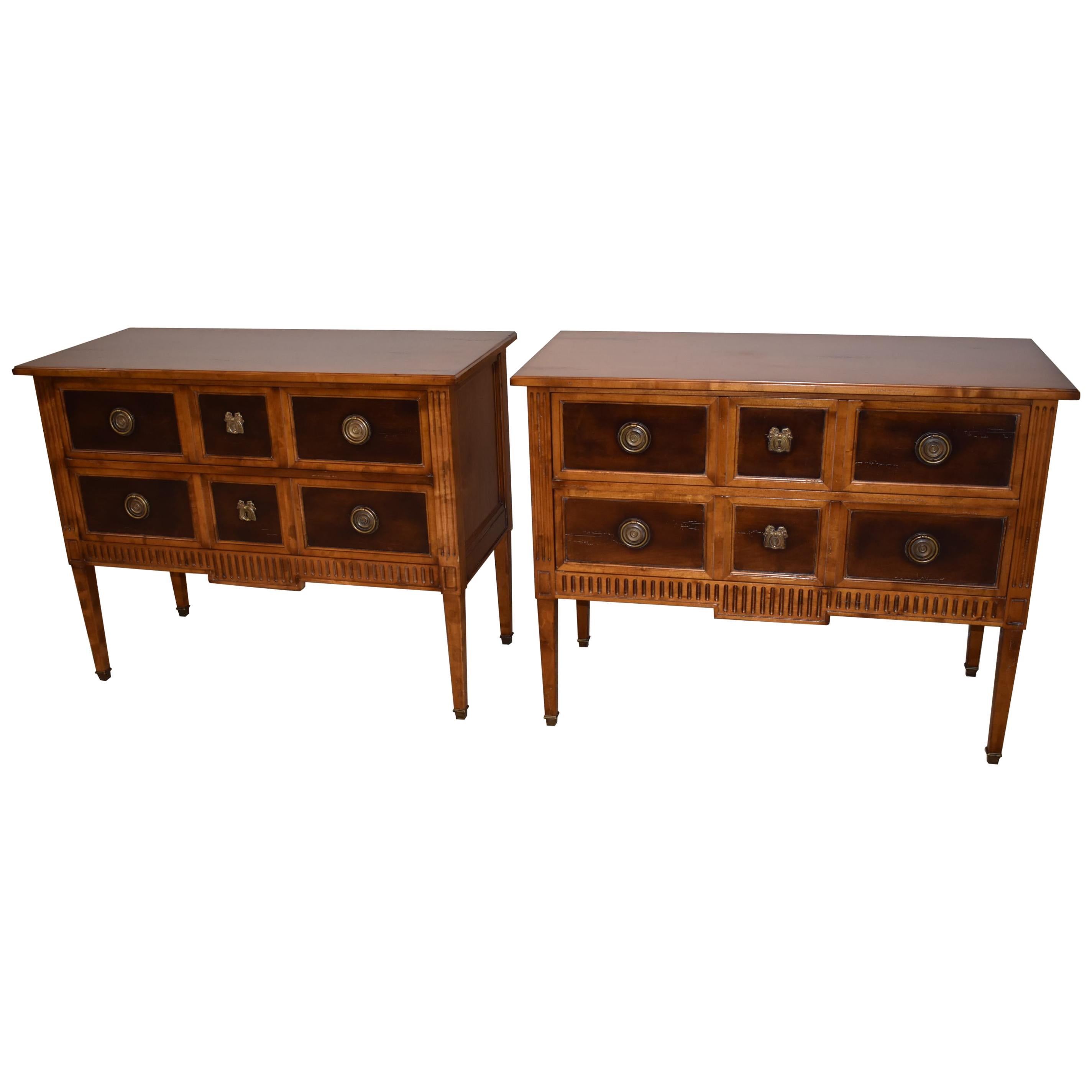 Pair of Italian Made Maple Two-Drawer Chests for Milling Road Baker