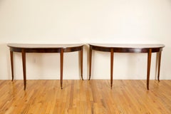 Pair Italian Mahogany & Cherrywood Inlaid Console Tables, 2nd quarter 19th cen.