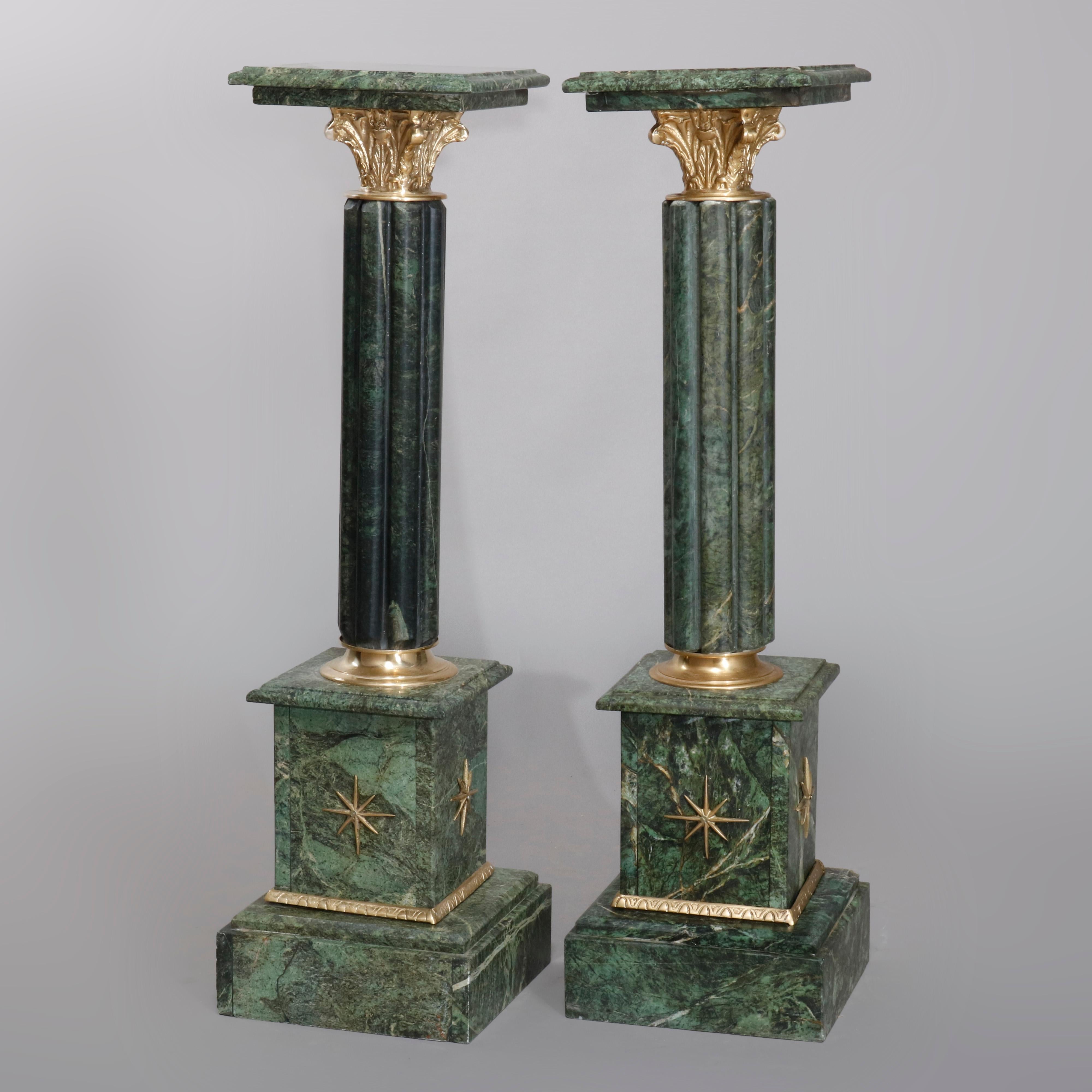 Gilt Pair of Italian Marble Cluster Column Sculpture Display Pedestals, 20th Century