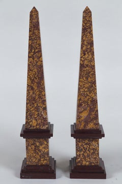 Pair Italian Marble Obelisks, circa 1920