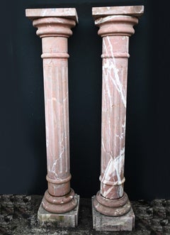 Pair Italian Marble Pedestal Columns Grand Tour