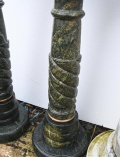 Pair Italian Marble Pedestal Stand Columns Classical