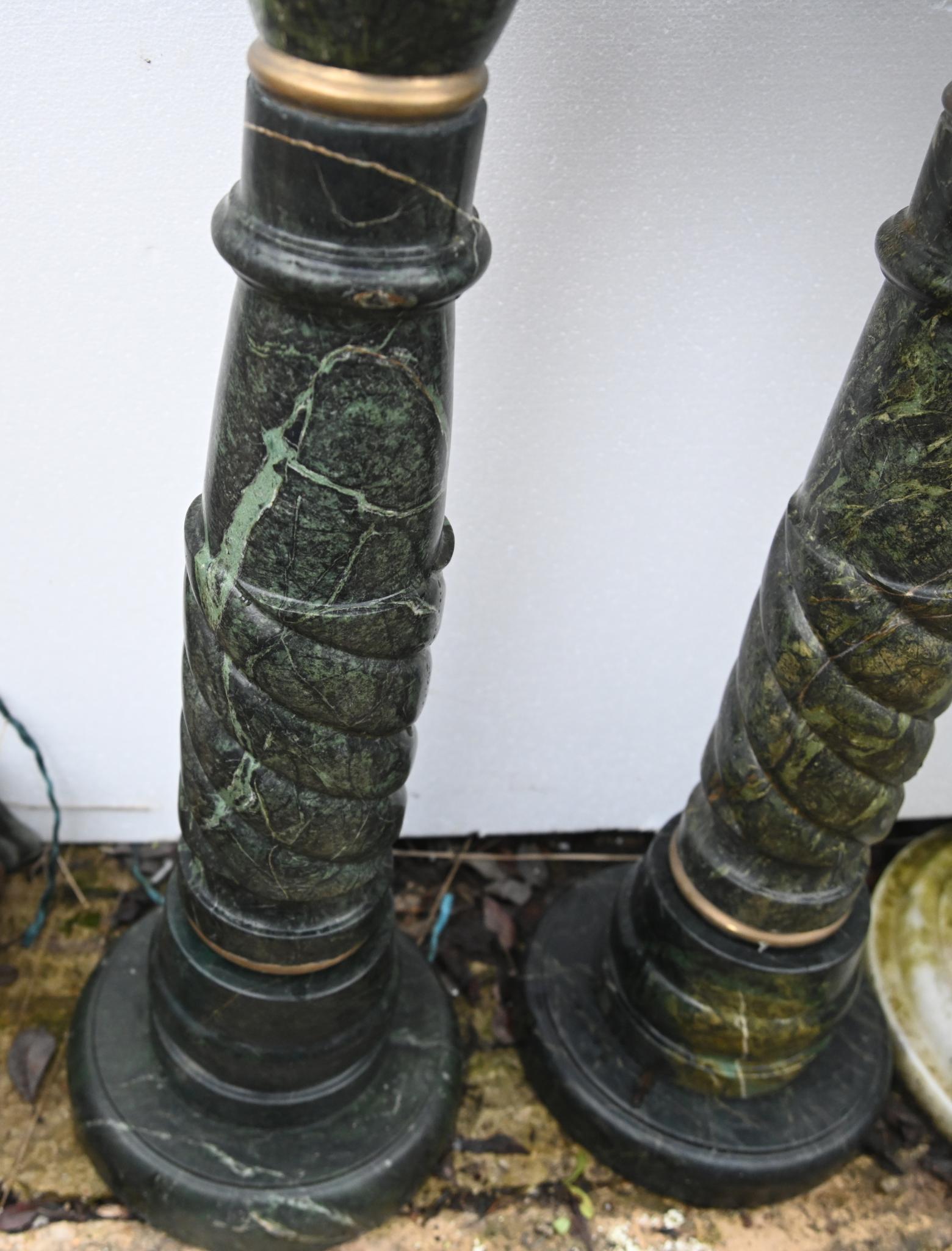 Pair Italian Marble Pedestal Stand Columns Classical For Sale at 1stDibs