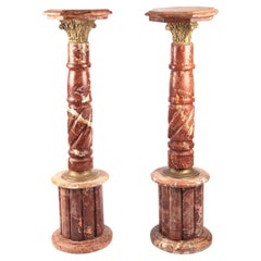 Pair Italian Marble Pedestal Stands Grand Tour Table 1900