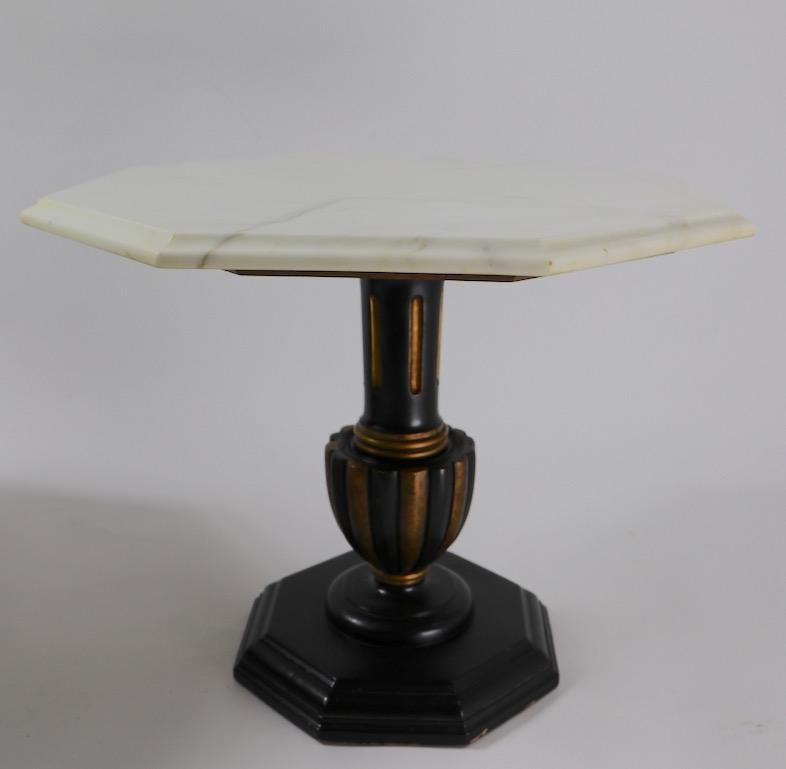 20th Century Pair Italian Marble Top Tables with Polychrome Bases