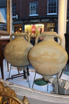 Italian Mediterranean Terracotta Garden Urn Vase Pot Amphora Olive Jar Hand Pair