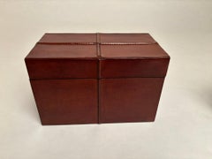 Pair Italian Mid 20th Century Hand Stitched Leather Boxes