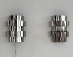 Pair Italian Mid-Century Chrome Wall Lights by Goffredo Reggiani, 1970s