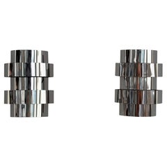 Paar italienische Chrom-Wandleuchten aus der Mitte des Jahrhunderts von Goffredo Reggiani, 1970er Jahre