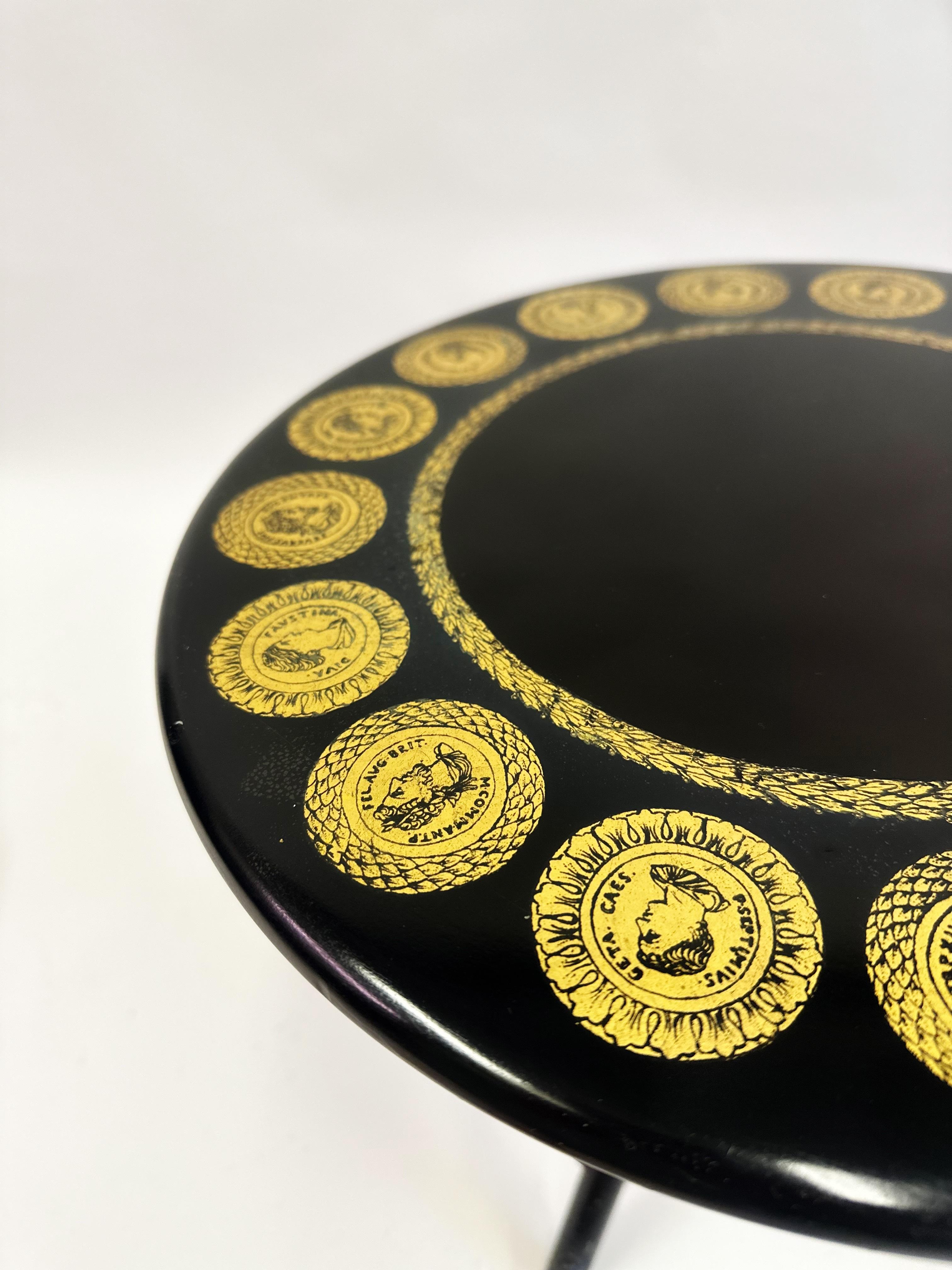 Pair Italian Midcentury Lacquer & Screenprint Side Tables by Piero Fornasetti For Sale 3
