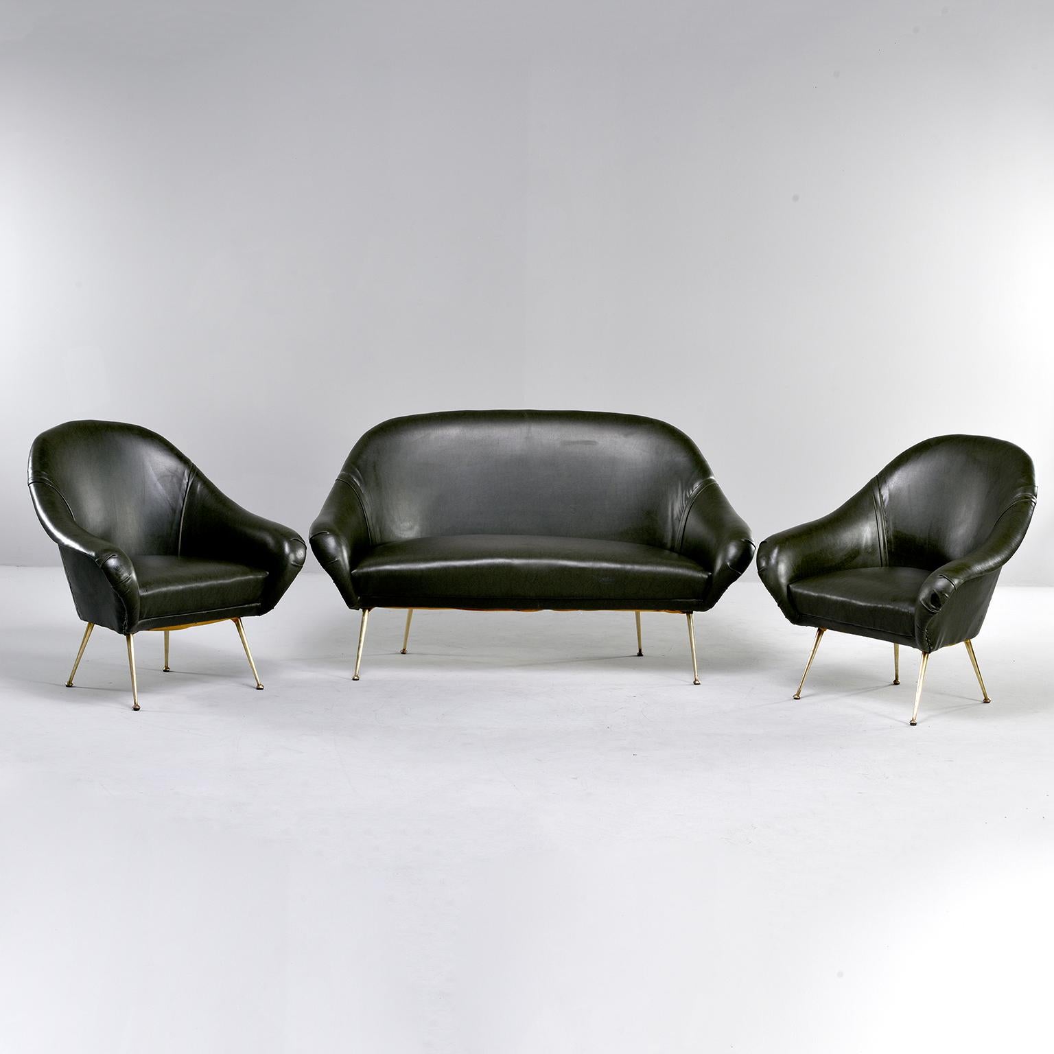 Pair Italian Midcentury Lounge Chairs in Manner of Minotti 4