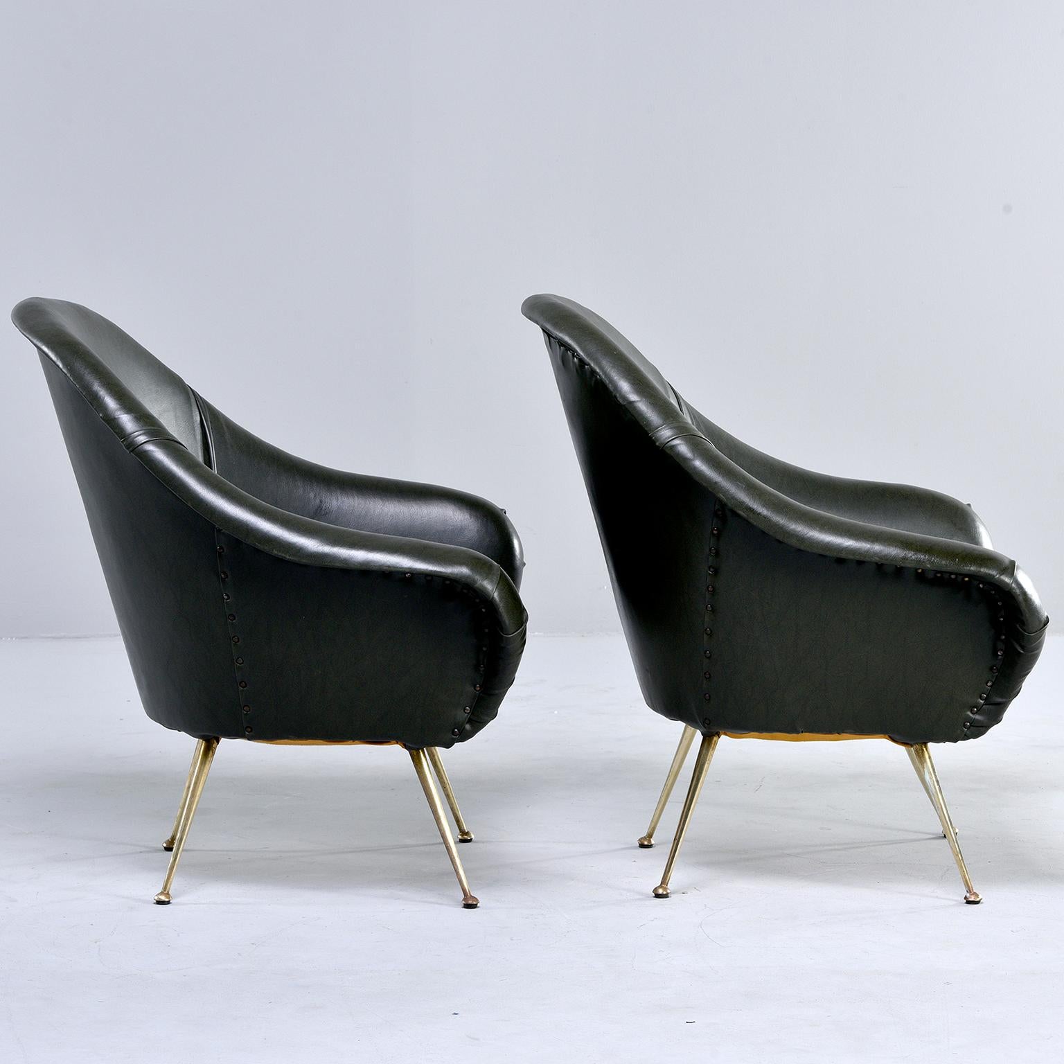 Mid-Century Modern Pair Italian Midcentury Lounge Chairs in Manner of Minotti