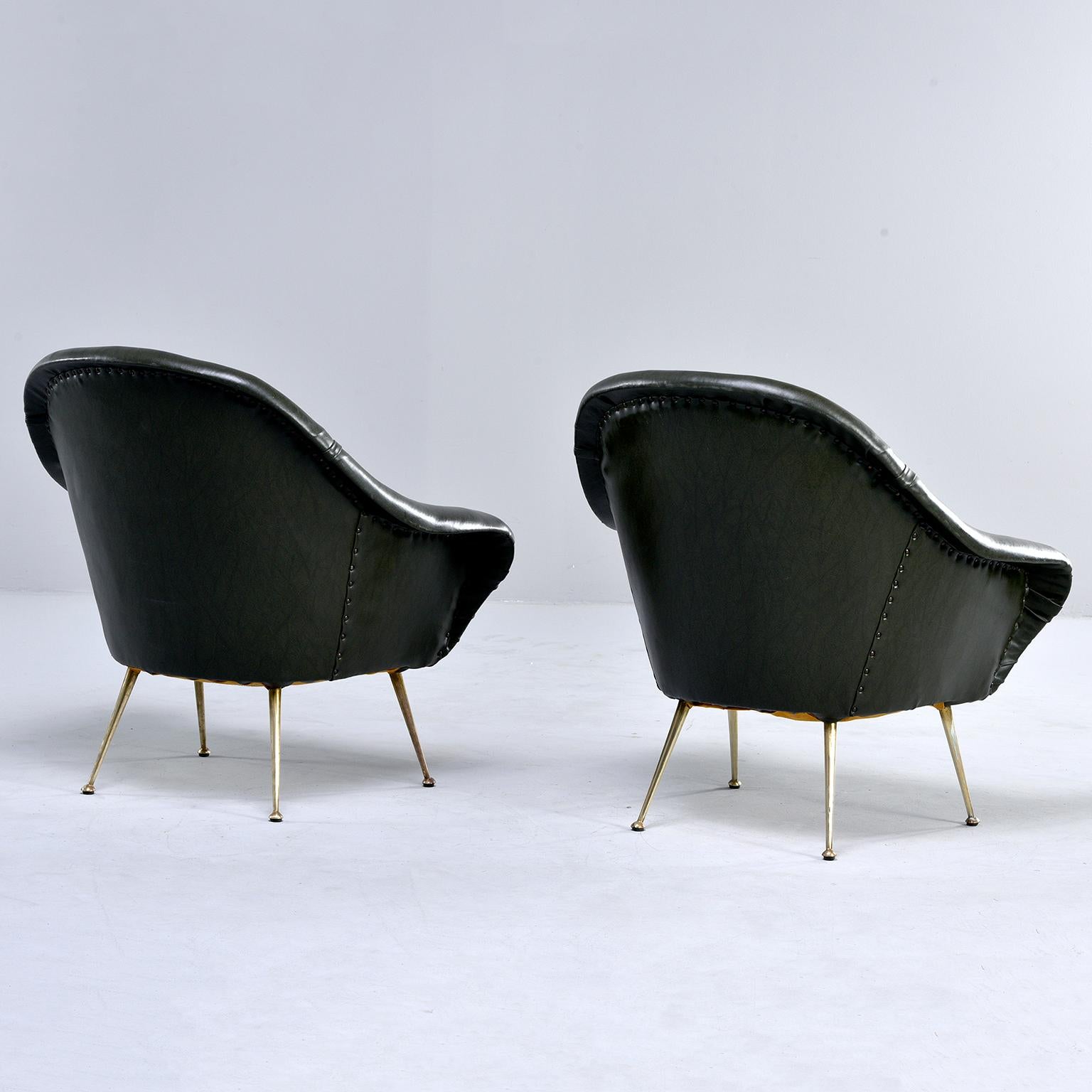 20th Century Pair Italian Midcentury Lounge Chairs in Manner of Minotti