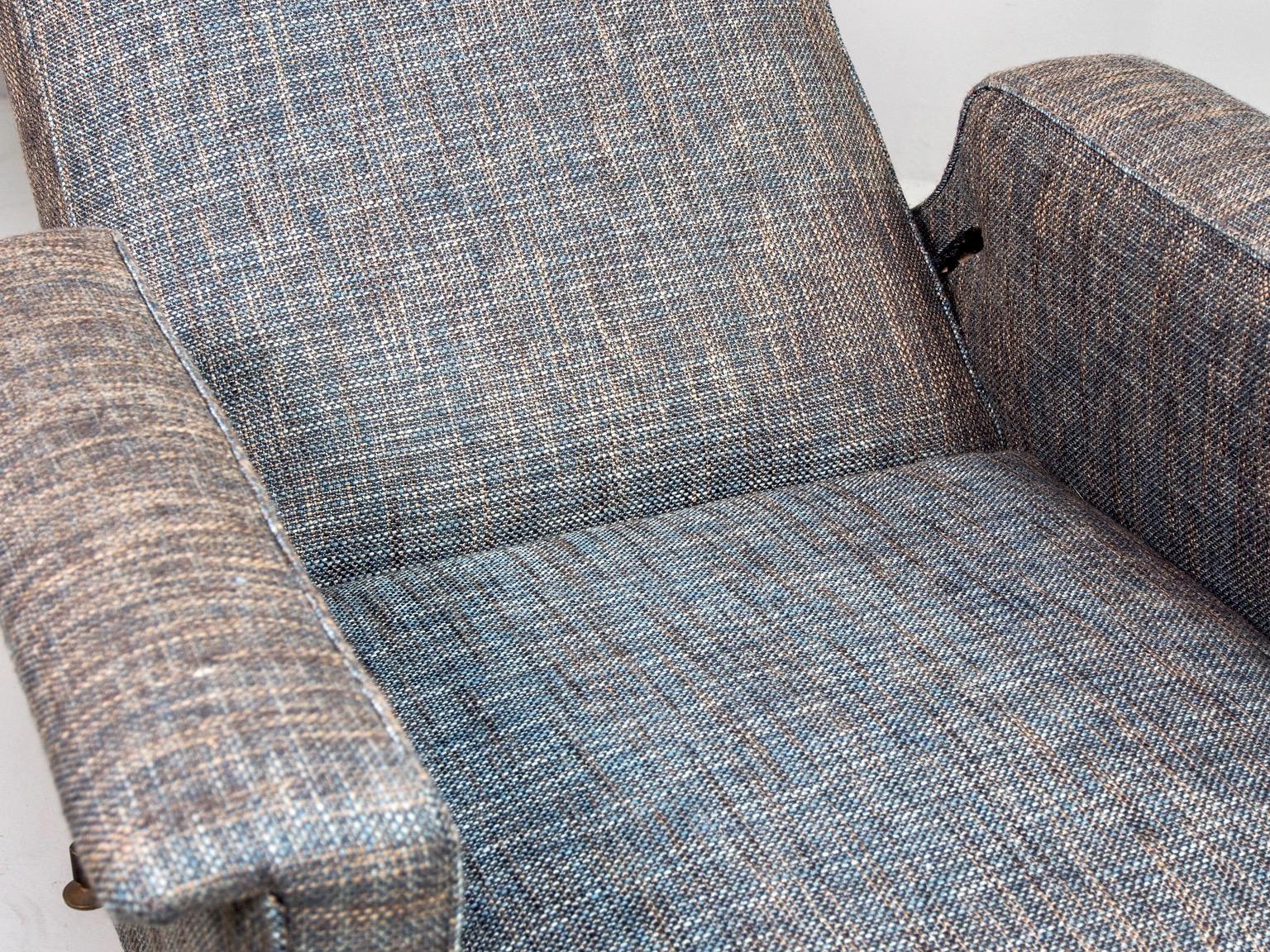 Pair of Italian Midcentury Lounge Chairs with New Tweed Upholstery 1