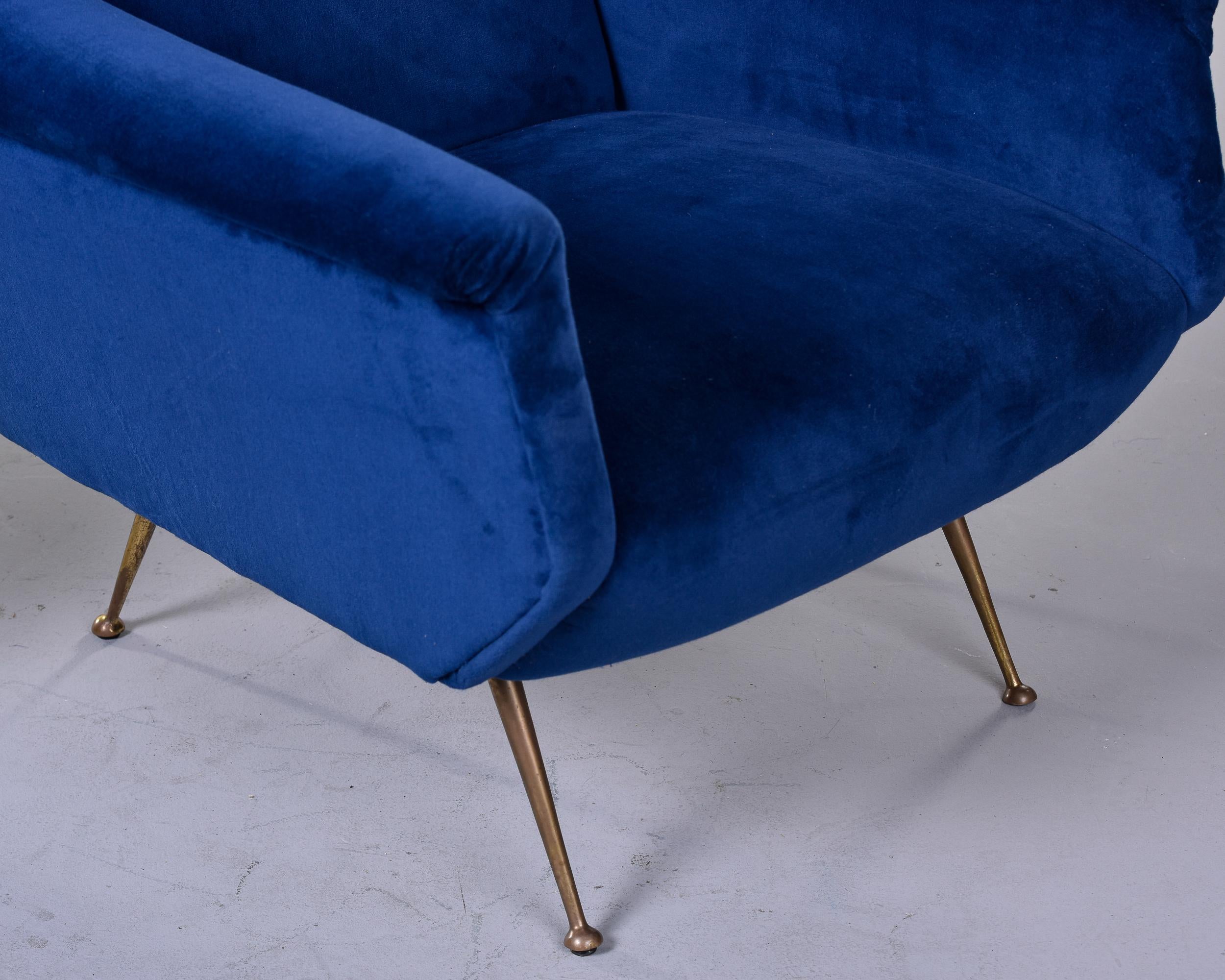 Pair Italian Mid-Century Modern Arm Chairs with New Velvet Upholstery 7