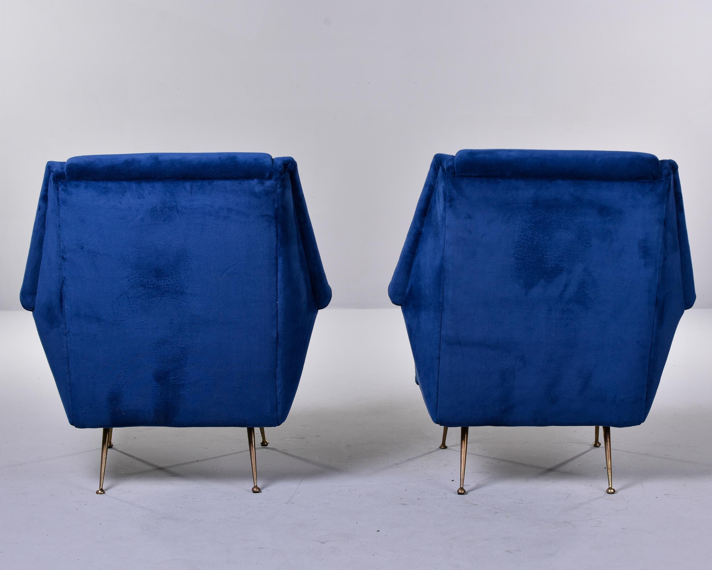 Pair Italian Mid-Century Modern Arm Chairs with New Velvet Upholstery 1
